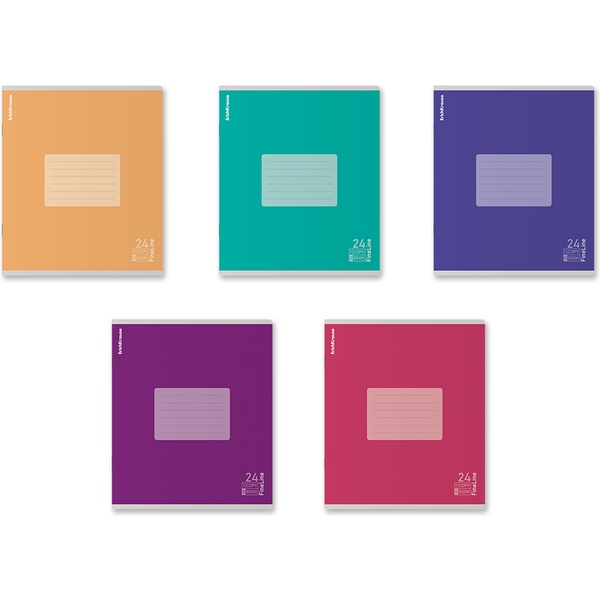 Тетрадь А5, клетка, 24 л., на скобе, 80 г/м², мел. картон, ErichKrause Классика FineLine_MIX-PACK