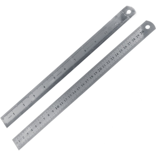 Линейка 30 см, стальная, пружинистая, 2 шкалы см/дюйм, Alingar
