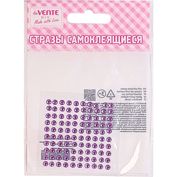 Стразы самоклеящиеся Ø4 мм, 100 шт., цв.: фиолетовый, deVENTE Dots (Точки)