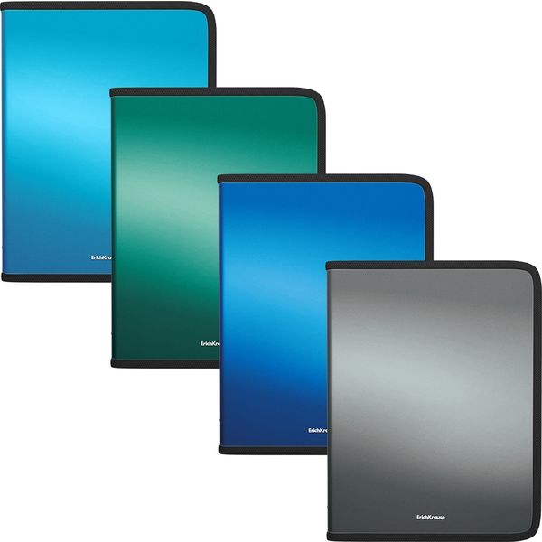 Папка А5+ на молнии (с 3-х сторон), 1 отд., PP 600 мкм, "песок", ErichKrause Matt Ice Metallic_4 дизайна