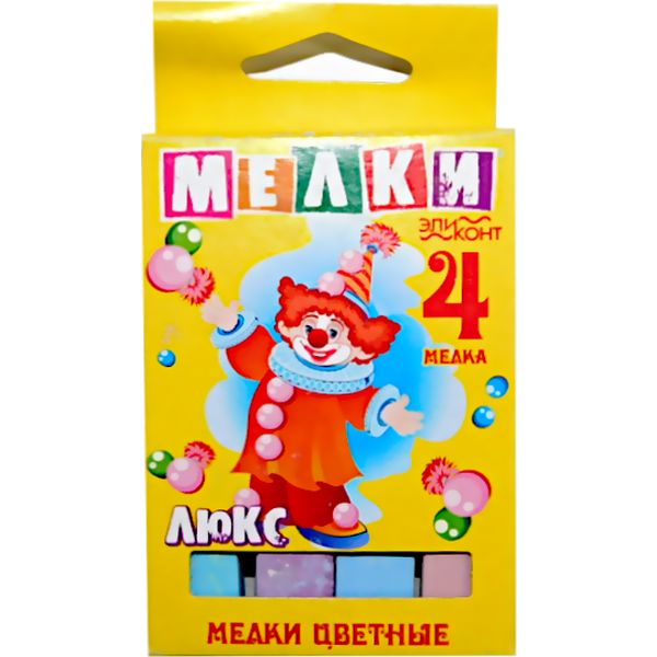 Мелки цветные, квадратные, 4 шт/4 цв., ЭЛИКОНТ Люкс