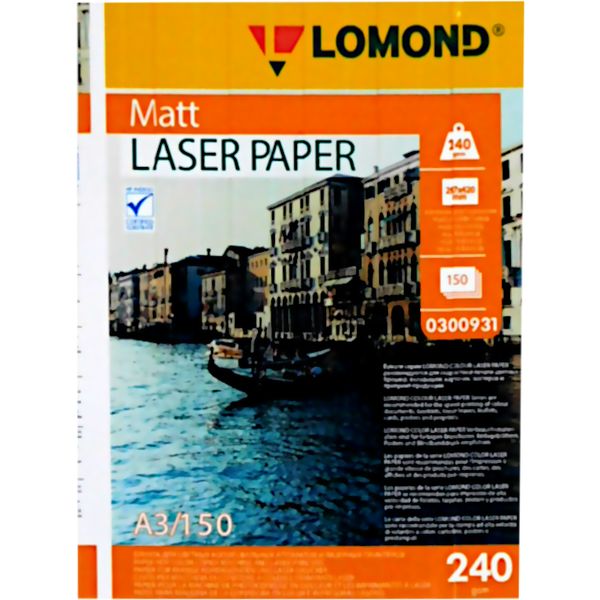Бумага А3/240/150 л. матовая 2-сторонняя для лазерной печати, LOMOND Бумага А3/240/150 л. матовая 2-сторонняя для лазерной печати, LOMOND