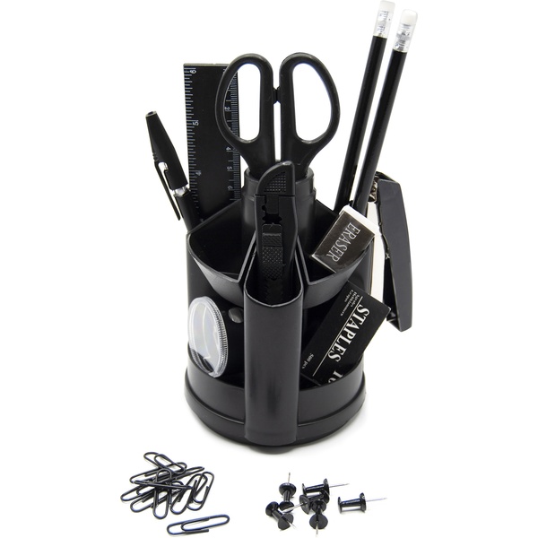 Органайзер настольный 14 предметов Silwehof, вращающийся, пластиковый, черный