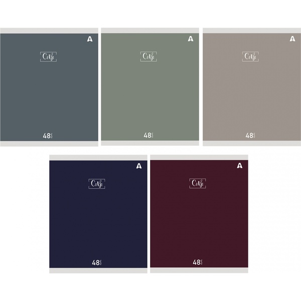 Тетрадь А5, клетка, 48 л., на скобе, 60 г/м², Alingar Style_5 дизайнов