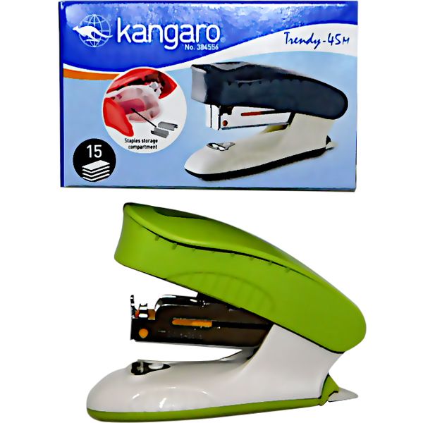 Степлер № 24/6, до 15 л., с антистеплером, пластик. корпус, KANGARO Trendy 45M_ассорти