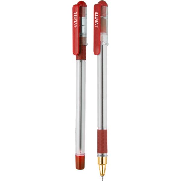 Ручка шариковая красная, Ø 0.5 мм, эрг. грип, метал. н-к, прозр. корп., deVENTE Speed Pro_Mr. Gold