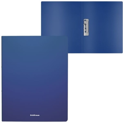 Папка с прижимным механизмом, А4, 400 мкм, "песок", корешок 17 мм, синяя, ErichKrause Matt Classic