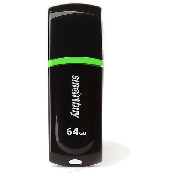 Флеш-накопитель USB 2.0, 64 ГБ, Smartbuy Paean/ Черный