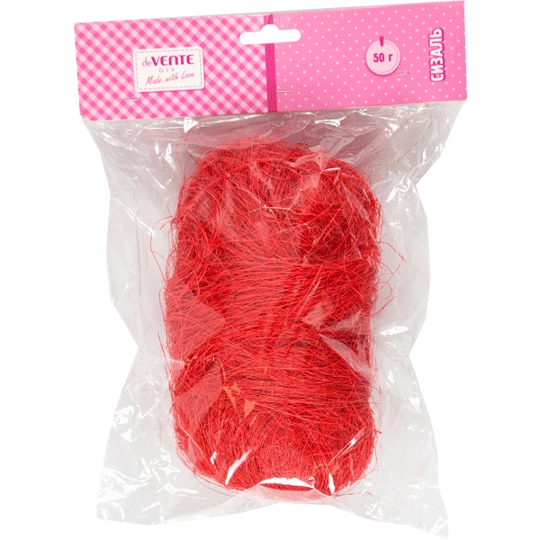 Волокно сизалевое натуральное deVENTE,  50 г, красное, в п/п* Акция!