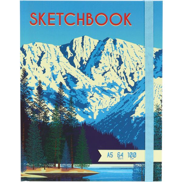 Скетчбук А5, тв. переплет, 64 л., крем. блок 100 г/м², обл. 7БЦ, резинка, MILAND Canada   Акция!
