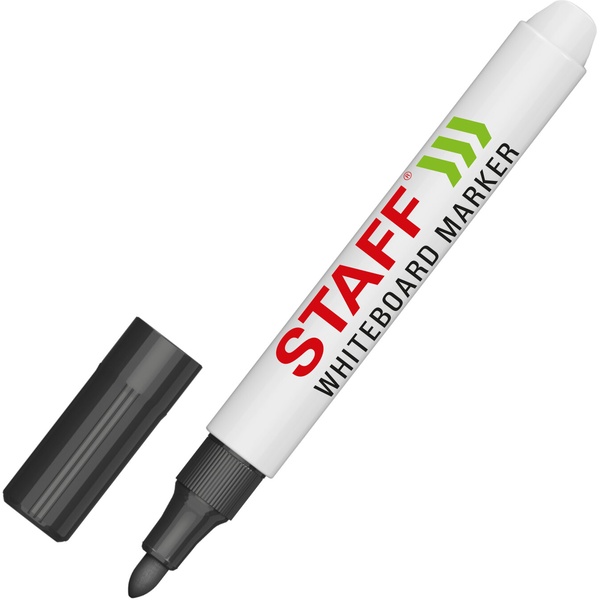 Маркер для м/м доски, черный, пулевидный, 1-3 мм, STAFF BASIC