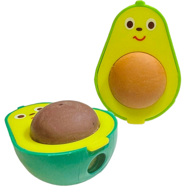 Точилка пластиковая, 1 отв., контейнер, ластик, CENTRUM Авокадо_2 дизайна