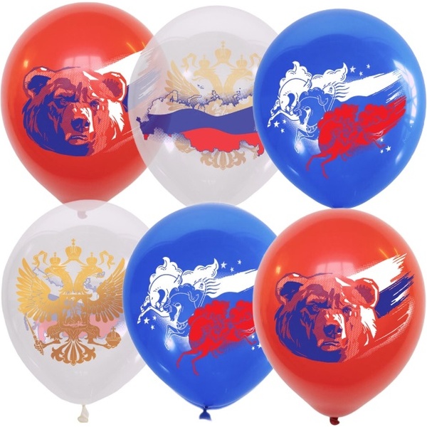 Шары воздушные с 1 ст. рисунком Россия, D30 см (25 шт.) Шары воздушные с 1 ст. рисунком Россия, D30 см (25 шт.)