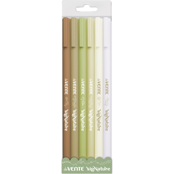 Ручки шариковые, набор 6 шт./6 цв., Ø 0.5 мм, круг. корп. софт-тач, deVENTE sigNATURE_оливковый