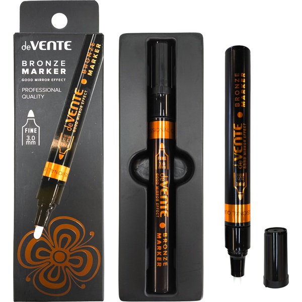 Маркер для творческих работ, 1-3 мм, акрил. основа, перо пуля, цв.: зеркальный бронзовый, deVENTE* 