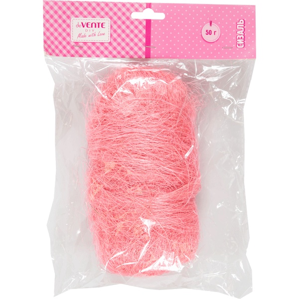 Волокно сизалевое натуральное deVENTE,  50 г, светло-розовое, в п/п