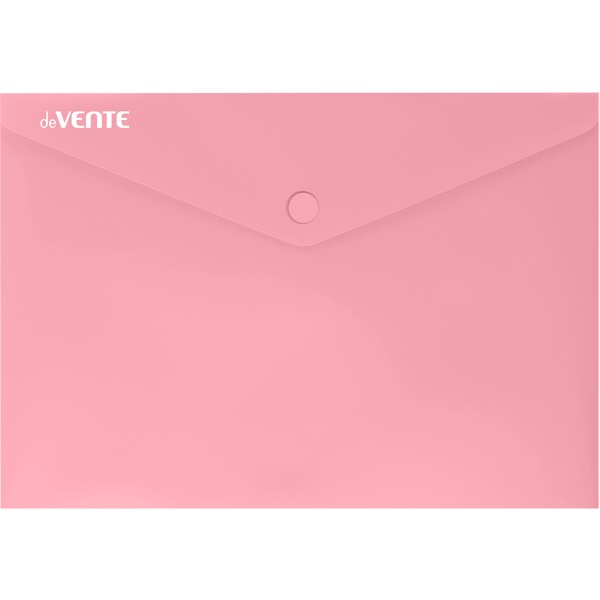 Папка-конверт на кнопке, А5, PP 180 мкм, непрозрачная, deVENTE Pastel_розовая