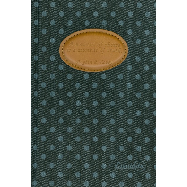 Ежедневник недатированный, А5, 96 л., 60 г/м², тв. перепл., ткань, апплик., ESCALADA Синий джинс в белый горох  Акция!