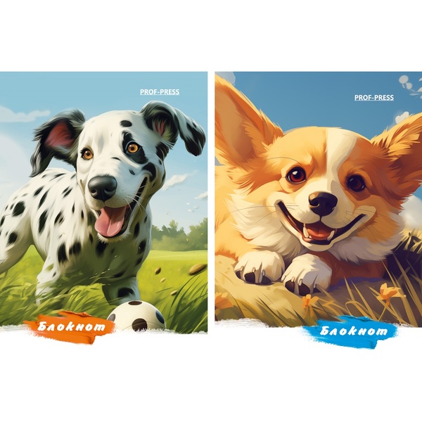 Блокнот на склейке А7, 48 л., клетка, 60 г/м², Prof-Press Собачка и природа-1_2 дизайна