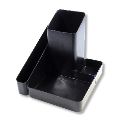 Органайзер для канцелярии СТАММ Имидж, пластиковый, 4 отд., черный