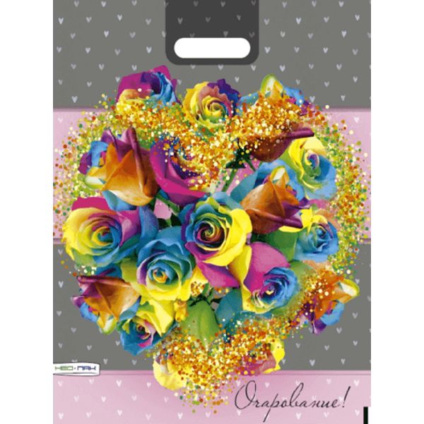 Пакет с вырубной ручкой, 47*38 см, полиэтилен 60 мкм, Очарование