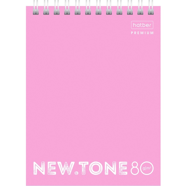 Блокнот на гребне А6, 80 л., клетка, Hatber Premium NEWtone_Pastel Пион, ж/подложка, 80 г/м2