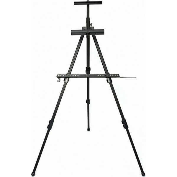 Мольберт напольный КОКОС, тип "тренога", с нижней штангой, металлический (алюминиевый), черный Акция!