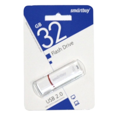 Флеш-накопитель USB 2.0, 32 ГБ, Smartbuy Crown/ Белый
