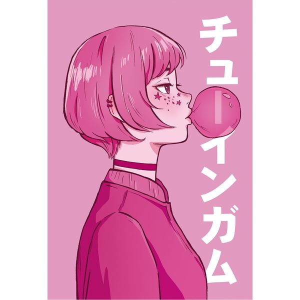 Блокнот-точкабук в твердом переплете А5, 48 л., Prof-Press Аниме. Девушка с жевательной резинкой   Акция!