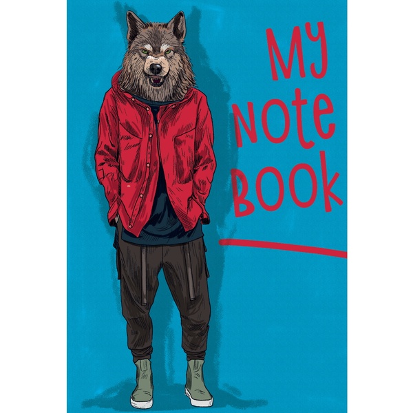 Блокнот на скобе А5, 40 л., клетка, 80 г/м2, выб. лак, MyArt My notebook_Волк Акция!
