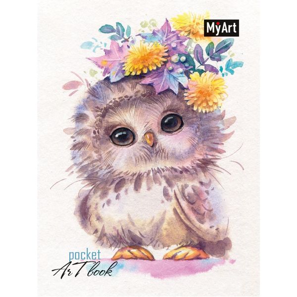 Скетчбук А6, на склейке, 80 л., бел. блок 100 г/м², MyArt Pocket ArtBook_Совушка   Акция