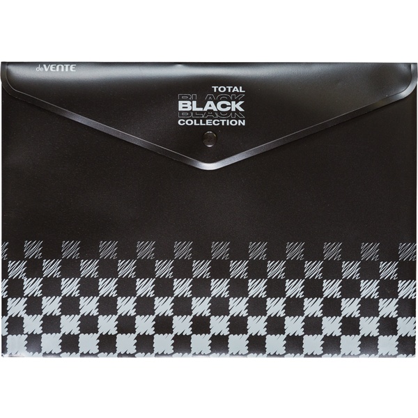 Папка-конверт на кнопке, А4, PP 180 мкм, непрозрачная, "шахмат. доска", deVENTE Total Black Папка-конверт на кнопке, А4, PP 180 мкм, непрозрачная, "шахмат. доска", deVENTE Total Black