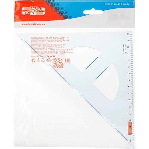 Угольник 45°/17.7 см, пластиковый, полупрозрачный, KOH-I-NOOR_синий 