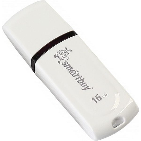 Флеш-накопитель USB 2.0, 16 ГБ, Smartbuy Paean_белый