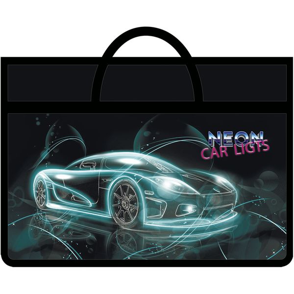Папка художника, А3, пластиковая, с ручками, на молнии, ПЧЕЛКА Neon car Папка художника, А3, пластиковая, с ручками, на молнии, ПЧЕЛКА Neon car