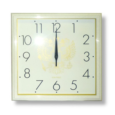 Часы настенные Салют "Символика. Герб2", квадратные, 280*40 мм, корпус пластик., белый