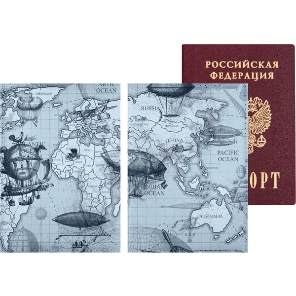 Обложка для паспорта иск. кожа/поролон/PVC, цв. печать, deVENTE Винтажная карта мира Обложка для паспорта иск. кожа/поролон/PVC, цв. печать, deVENTE Винтажная карта мира