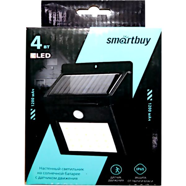 Светильник настенный Smartbuy на солнечной батарее 1200 мАч, 4Вт, 20 LED, с датчиком движения Светильник настенный Smartbuy на солнечной батарее 1200 мАч, 4Вт, 20 LED, с датчиком движения