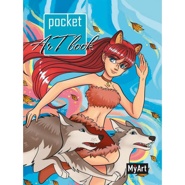 Скетчбук А6, на склейке, 80 л., бел. блок 100 г/м², MyArt Pocket ArtBook_Девушка с волками   Акция