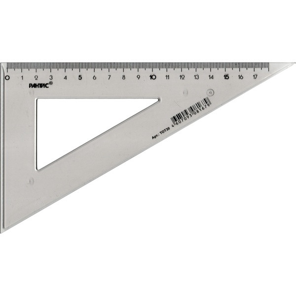 Угольник 30°/20 см, пластиковый, полупрозрачный, РАНТИС_дымчатый Угольник 30°/20 см, пластиковый, полупрозрачный, РАНТИС_дымчатый