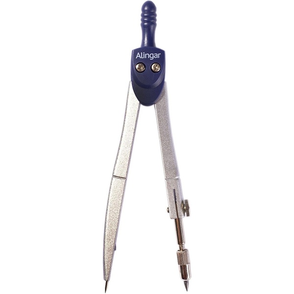 Циркуль металлический Alingar, 93 мм, ножка с цанговой насадкой, синий, ПЭТ чехол