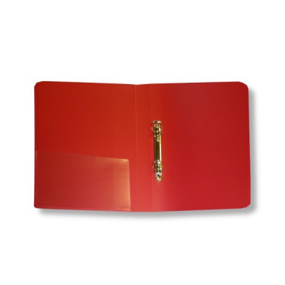 Папка на 2 D-кольцах, А4, PP 800 мкм, "песок", 40 мм, внутр. карман, Бюрократ_красная