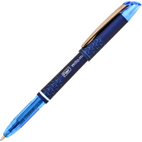 Ручка шариковая, синяя, Ø 0.5 мм "игла", кург. корп., рифл. упор, ДП 3 км, FLAIR Writo-Meter Silk
