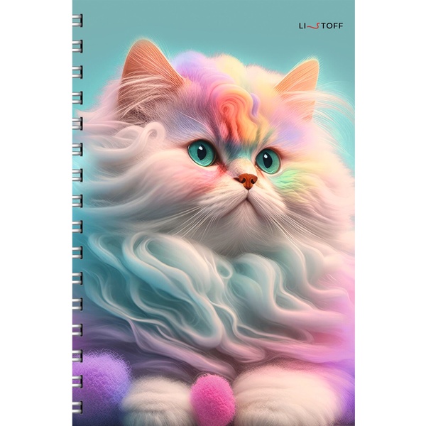 Тетрадь А4, клетка, 60 л., на гребне, 60 г/м², мат. лак, Listoff Сахарный кот