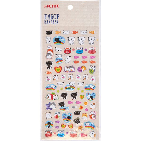 Паф-стикеры (объемные), карточка 95*195 мм, ПВХ, deVENTE Пушистики