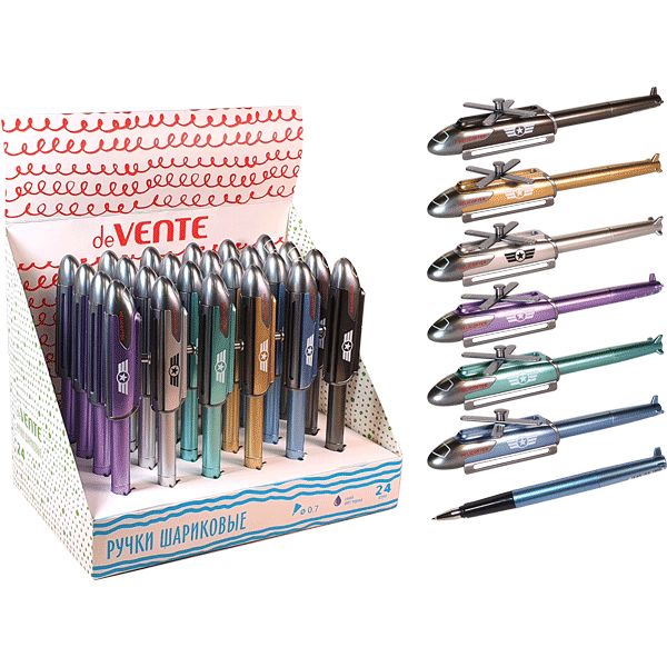 Ручка шариковая сувенирная, синяя, 0.7 мм, фигур. корп., deVENTE Вертолет_7 дизайнов