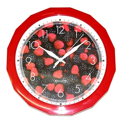 Часы настенные Салют "Ягоды", многогранные, 282*40 мм, корпус пластик, красный (кухня)