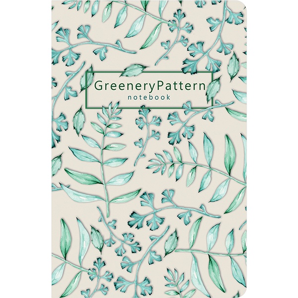 Блокнот в твердом переплете А6, 96 л., 70 г/м2, клетка, soft touch, ляссе, ПОЛИНОМ Greenery Pattern Блокнот в твердом переплете А6, 96 л., 70 г/м2, клетка, soft touch, ляссе, ПОЛИНОМ Greenery Pattern