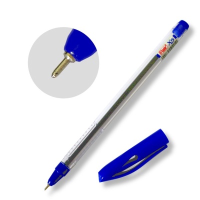 Ручка шариковая синяя, 0.7 мм "игла", шестигранная, рифл. грип, FLAIR X-5