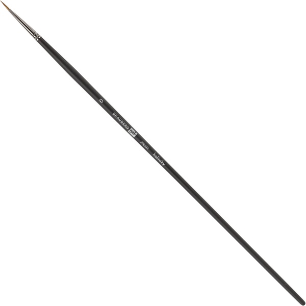 Кисть колонок, № 0, круглая, длинная деревянная ручка, черная